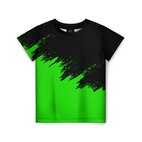 Детская футболка 3D с принтом КРАСКА И НИЧЕГО ЛИШНЕГО! в Санкт-Петербурге, 100% гипоаллергенный полиэфир | прямой крой, круглый вырез горловины, длина до линии бедер, чуть спущенное плечо, ткань немного тянется | color | dirty | green | texture | yellow.paints | брызги | брызги красок | желтый | зеленый | краски | текстура