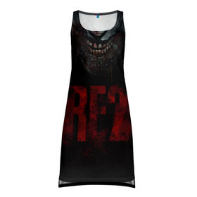 Платье-майка 3D с принтом Resident Evil 2 в Санкт-Петербурге, 100% полиэстер | полуприлегающий силуэт, широкие бретели, круглый вырез горловины, удлиненный подол сзади. | 2 | 2019 | dark | evil | game | horror | resident | zombie | зомби | зубы | игра | кровь | лого | обитель зла | ужас