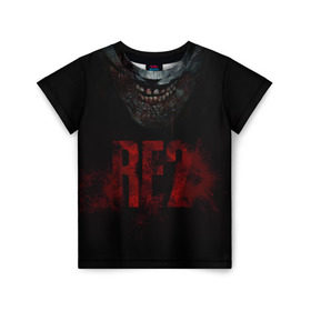 Детская футболка 3D с принтом Resident Evil 2 в Санкт-Петербурге, 100% гипоаллергенный полиэфир | прямой крой, круглый вырез горловины, длина до линии бедер, чуть спущенное плечо, ткань немного тянется | 2 | 2019 | dark | evil | game | horror | resident | zombie | зомби | зубы | игра | кровь | лого | обитель зла | ужас