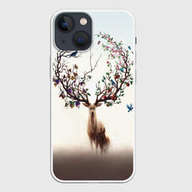 Чехол для iPhone 13 mini с принтом Олень с ветвями вместо рог в Санкт-Петербурге,  |  | бабочка | волшебство | деревья | лес | листья | оленёнок | природа | птица | сказка | фрукты | цветы