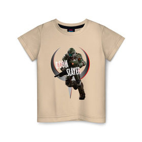 Детская футболка хлопок с принтом Quake Champions (Doom Slayer) в Санкт-Петербурге, 100% хлопок | круглый вырез горловины, полуприлегающий силуэт, длина до линии бедер | 0x000000123 | doom | qc | quake champions | slayer | дум | квейк чемпионс