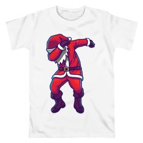 Мужская футболка хлопок с принтом Dab Santa в Санкт-Петербурге, 100% хлопок | прямой крой, круглый вырез горловины, длина до линии бедер, слегка спущенное плечо. | 