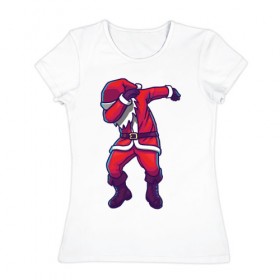 Женская футболка хлопок с принтом Dab Santa в Санкт-Петербурге, 100% хлопок | прямой крой, круглый вырез горловины, длина до линии бедер, слегка спущенное плечо | 