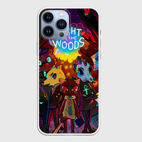 Чехол для iPhone 13 Pro Max с принтом Night in the Woods (1) в Санкт-Петербурге,  |  | Тематика изображения на принте: bear | cat | fox | night | night in the woods | woods | кот | лес | лис | медведь | ночь | ночь в лесу