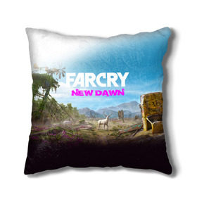 Подушка 3D с принтом FAR CRY NEW DAWN в Санкт-Петербурге, наволочка – 100% полиэстер, наполнитель – холлофайбер (легкий наполнитель, не вызывает аллергию). | состоит из подушки и наволочки. Наволочка на молнии, легко снимается для стирки | action | far cry | far cry new dawn | game | gamer | montana | player | shooter | usa | врата эдема | знак | игра | культ | секта | символ | символика | шутер | эдем