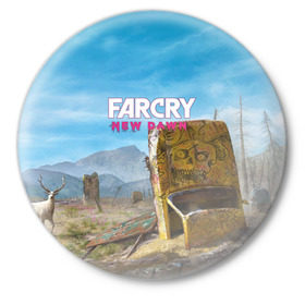 Значок с принтом Far Cry New Dawn в Санкт-Петербурге,  металл | круглая форма, металлическая застежка в виде булавки | action adventure | county | cry | dawn | far | farcry | highwaymen | hope | lo | mickey | montana | new | newdawn | sisters | twin | близнецы | боевик | лу | микки | приключение | хайвеймен