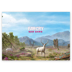 Поздравительная открытка с принтом Far Cry New Dawn в Санкт-Петербурге, 100% бумага | плотность бумаги 280 г/м2, матовая, на обратной стороне линовка и место для марки
 | action adventure | county | cry | dawn | far | farcry | highwaymen | hope | lo | mickey | montana | new | newdawn | sisters | twin | близнецы | боевик | лу | микки | приключение | хайвеймен