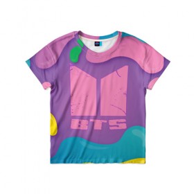 Детская футболка 3D с принтом BTS в Санкт-Петербурге, 100% гипоаллергенный полиэфир | прямой крой, круглый вырез горловины, длина до линии бедер, чуть спущенное плечо, ткань немного тянется | bangtan boys | j hope | jimin | jin | jungkook | k pop | rm | suga | v | бтс | кей | поп
