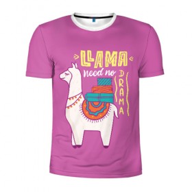 Мужская футболка 3D спортивная с принтом Lama в Санкт-Петербурге, 100% полиэстер с улучшенными характеристиками | приталенный силуэт, круглая горловина, широкие плечи, сужается к линии бедра | glama | lama | анд | горы | дикое | домашнее | животное | индейци | лама | мех | шерсть