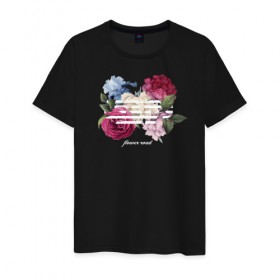 Мужская футболка хлопок с принтом Flower road в Санкт-Петербурге, 100% хлопок | прямой крой, круглый вырез горловины, длина до линии бедер, слегка спущенное плечо. | big bang | g dragon