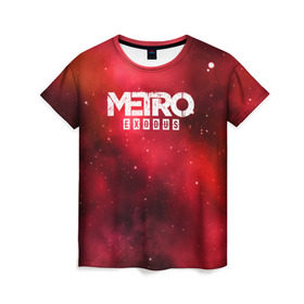 Женская футболка 3D с принтом Metro Exodus в Санкт-Петербурге, 100% полиэфир ( синтетическое хлопкоподобное полотно) | прямой крой, круглый вырез горловины, длина до линии бедер | 2019 | 2033 | exodus | game | logo | metro | red | апокалипсис | игра | исход | красный | лого | метро | сталкер