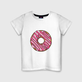 Детская футболка хлопок с принтом Пончик в Санкт-Петербурге, 100% хлопок | круглый вырез горловины, полуприлегающий силуэт, длина до линии бедер | donut | simpsons | барт | вкус | гомер | еда | кафе | кок | кухня | пища | повар | пончик | ресторан | симпсоны | сладкий