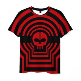 Мужская футболка 3D с принтом TOP Hypnotize в Санкт-Петербурге, 100% полиэфир | прямой крой, круглый вырез горловины, длина до линии бедер | 21 | flag | hypnotize | one | pilot | pilots | top | twenty | гипноз | красный | пилоты | череп | черный