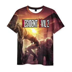 Мужская футболка 3D с принтом Resident Evil 2 в Санкт-Петербурге, 100% полиэфир | прямой крой, круглый вырез горловины, длина до линии бедер | 2 | biohazard | evil | g | horror | resident | survival | вирус | зла | зомби | монстры | обитель