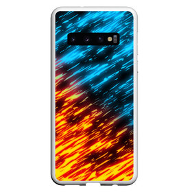 Чехол для Samsung Galaxy S10 с принтом БИТВА СТИХИЙ в Санкт-Петербурге, Силикон | Область печати: задняя сторона чехла, без боковых панелей | Тематика изображения на принте: blue | bright | fire | heat | ice | light | orange | wildfire | битва огней | битва стихий | искры | огненный | огонь | оранжевый | пламя | пожар