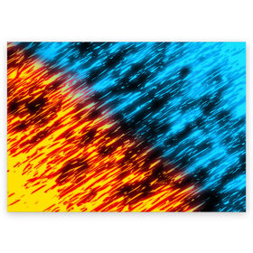 Поздравительная открытка с принтом БИТВА СТИХИЙ в Санкт-Петербурге, 100% бумага | плотность бумаги 280 г/м2, матовая, на обратной стороне линовка и место для марки
 | Тематика изображения на принте: blue | bright | fire | heat | ice | light | orange | wildfire | битва огней | битва стихий | искры | огненный | огонь | оранжевый | пламя | пожар