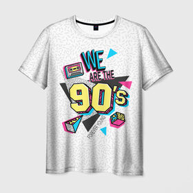 Мужская футболка 3D с принтом Девяностые в Санкт-Петербурге, 100% полиэфир | прямой крой, круглый вырез горловины, длина до линии бедер | Тематика изображения на принте: 1990 | 90е | pop | vhs | аудиокассета | ретро