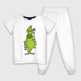 Детская пижама хлопок с принтом Naughty Grinch в Санкт-Петербурге, 100% хлопок |  брюки и футболка прямого кроя, без карманов, на брюках мягкая резинка на поясе и по низу штанин
 | grinch | гринч | новый год | рождество