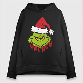 Женское худи Oversize хлопок с принтом Cristmas Grinch в Санкт-Петербурге, френч-терри — 70% хлопок, 30% полиэстер. Мягкий теплый начес внутри —100% хлопок | боковые карманы, эластичные манжеты и нижняя кромка, капюшон на магнитной кнопке | Тематика изображения на принте: grinch | гринч | новый год | рождество