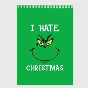 Скетчбук с принтом I hate christmas в Санкт-Петербурге, 100% бумага
 | 48 листов, плотность листов — 100 г/м2, плотность картонной обложки — 250 г/м2. Листы скреплены сверху удобной пружинной спиралью | grinch | гринч | новый год | рождество
