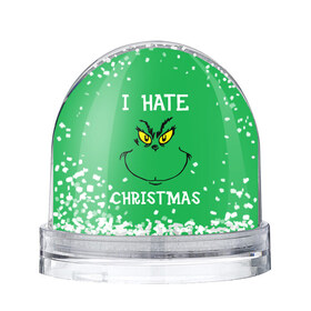 Снежный шар с принтом I hate christmas в Санкт-Петербурге, Пластик | Изображение внутри шара печатается на глянцевой фотобумаге с двух сторон | Тематика изображения на принте: grinch | гринч | новый год | рождество