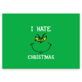 Поздравительная открытка с принтом I hate christmas в Санкт-Петербурге, 100% бумага | плотность бумаги 280 г/м2, матовая, на обратной стороне линовка и место для марки
 | grinch | гринч | новый год | рождество
