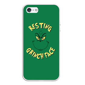 Чехол для iPhone 5/5S матовый с принтом Resting Grinch Face в Санкт-Петербурге, Силикон | Область печати: задняя сторона чехла, без боковых панелей | grinch | гринч | новый год | рождество