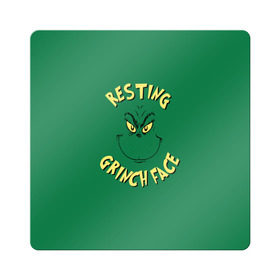 Магнит виниловый Квадрат с принтом Resting Grinch Face в Санкт-Петербурге, полимерный материал с магнитным слоем | размер 9*9 см, закругленные углы | Тематика изображения на принте: grinch | гринч | новый год | рождество