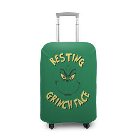 Чехол для чемодана 3D с принтом Resting Grinch Face в Санкт-Петербурге, 86% полиэфир, 14% спандекс | двустороннее нанесение принта, прорези для ручек и колес | grinch | гринч | новый год | рождество