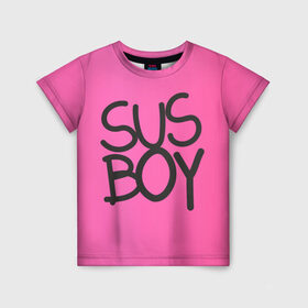 Детская футболка 3D с принтом Susboy в Санкт-Петербурге, 100% гипоаллергенный полиэфир | прямой крой, круглый вырез горловины, длина до линии бедер, чуть спущенное плечо, ткань немного тянется | Тематика изображения на принте: baby | cry | lil peep | lil peep cry baby | pink | susboy | камуфляж | лил | лилпип | пип | розовый | розовый камуфляж