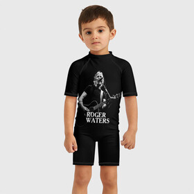 Детский купальный костюм 3D с принтом Roger Waters, Pink Floyd в Санкт-Петербурге, Полиэстер 85%, Спандекс 15% | застежка на молнии на спине | roger waters | джордж уотерс | композитор | певец | поэт
