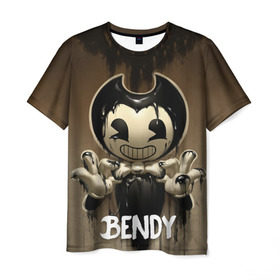 Мужская футболка 3D с принтом Bendy в Санкт-Петербурге, 100% полиэфир | прямой крой, круглый вырез горловины, длина до линии бедер | bendy | bendy in the ink machine | cartoon | game | бенди | игра