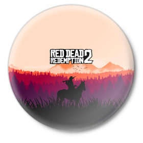 Значок с принтом Red Dead Redemption в Санкт-Петербурге,  металл | круглая форма, металлическая застежка в виде булавки | dead | gamer | john | marston | rdr | red | redemption | rockstar | shooter | western | вестерн | джон | марстон | шутер