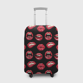 Чехол для чемодана 3D с принтом Сочный Губки в Санкт-Петербурге, 86% полиэфир, 14% спандекс | двустороннее нанесение принта, прорези для ручек и колес | губы | красная помада | любовь | поцелуй | рот