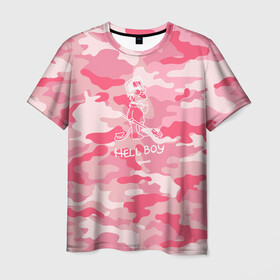 Мужская футболка 3D с принтом Hellboy в Санкт-Петербурге, 100% полиэфир | прямой крой, круглый вырез горловины, длина до линии бедер | hellboy | hip hop | lil | lil peep | pink | pip | rap | барт | камуфляж | камуфляж розовый | лил | лилпип | пип | реп | симпсон | симпсоны | толстовка лил пипа | хеллбой | хипхоп