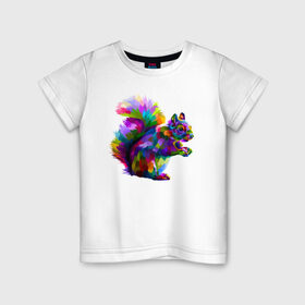 Детская футболка хлопок с принтом Белочка в Санкт-Петербурге, 100% хлопок | круглый вырез горловины, полуприлегающий силуэт, длина до линии бедер | абстракция | белка | белки