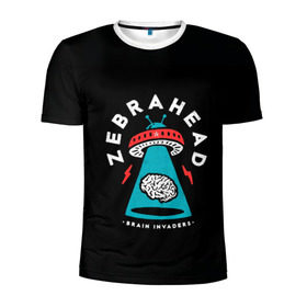 Мужская футболка 3D спортивная с принтом Zebrahead - Brain Invaders в Санкт-Петербурге, 100% полиэстер с улучшенными характеристиками | приталенный силуэт, круглая горловина, широкие плечи, сужается к линии бедра | Тематика изображения на принте: album | brain | core | invaders | mind | rapcore | rock | ufo | zebrahead | альбом | зебрахед | мозг