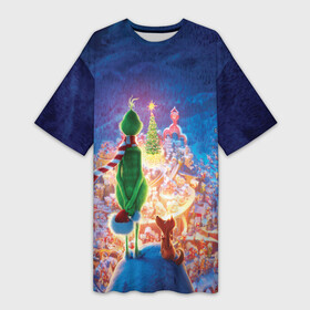 Платье-футболка 3D с принтом Dr. Seuss The Grinch в Санкт-Петербурге,  |  | benedict | christmas | cumberbatch | grinch | max | whoville | winter | бенедикт | год | гринч | зима | камбербэтч | ктоград | макс | новый | рождество | снег | снежинки