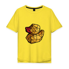 Мужская футболка хлопок Oversize с принтом Геометрическая уточка в Санкт-Петербурге, 100% хлопок | свободный крой, круглый ворот, “спинка” длиннее передней части | 3d | bird | duck | geometric | геометрия | птица | утка