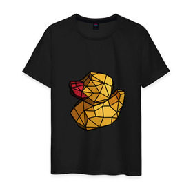 Мужская футболка хлопок с принтом Геометрическая уточка в Санкт-Петербурге, 100% хлопок | прямой крой, круглый вырез горловины, длина до линии бедер, слегка спущенное плечо. | Тематика изображения на принте: 3d | bird | duck | geometric | геометрия | птица | утка
