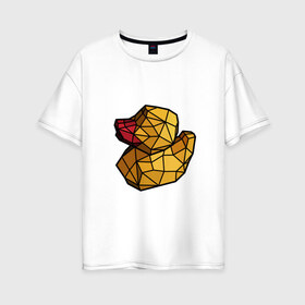 Женская футболка хлопок Oversize с принтом Геометрическая уточка в Санкт-Петербурге, 100% хлопок | свободный крой, круглый ворот, спущенный рукав, длина до линии бедер
 | 3d | bird | duck | geometric | геометрия | птица | утка