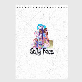 Скетчбук с принтом Sally Face в Санкт-Петербурге, 100% бумага
 | 48 листов, плотность листов — 100 г/м2, плотность картонной обложки — 250 г/м2. Листы скреплены сверху удобной пружинной спиралью | sally face | гизмо | девид | девочка | игра | лари | ларри | мальчик | маска | мрачная | на лице | пых | с протезом | сал | сали | салли | салли фейс | фейс | фэйс | эддисон | эшли