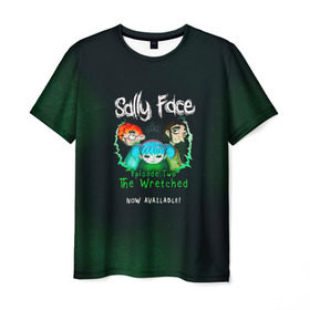Мужская футболка 3D с принтом Sally Face в Санкт-Петербурге, 100% полиэфир | прямой крой, круглый вырез горловины, длина до линии бедер | sally face | гизмо | девид | девочка | игра | лари | ларри | мальчик | маска | мрачная | на лице | пых | с протезом | сал | сали | салли | салли фейс | фейс | фэйс | эддисон | эшли