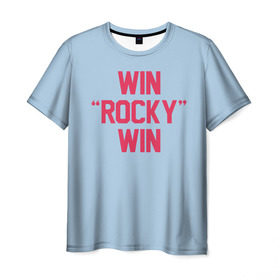 Мужская футболка 3D с принтом Win Rocky win в Санкт-Петербурге, 100% полиэфир | прямой крой, круглый вырез горловины, длина до линии бедер | rocky | бокс | кино | рокки | сильвестр | спорт | сталлоне | фильм