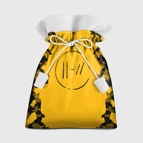Подарочный 3D мешок с принтом TWENTY ONE PILOTS в Санкт-Петербурге, 100% полиэстер | Размер: 29*39 см | Тематика изображения на принте: 21 pilots | 21p | music | rock | top | trench | twenty one pilots | yellow | группа | жёлтый | музыка | рок