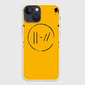 Чехол для iPhone 13 mini с принтом TWENTY ONE PILOTS в Санкт-Петербурге,  |  | 21 pilots | 21p | music | rock | top | trench | twenty one pilots | yellow | группа | жёлтый | музыка | рок