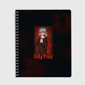 Тетрадь с принтом Sally Face в Санкт-Петербурге, 100% бумага | 48 листов, плотность листов — 60 г/м2, плотность картонной обложки — 250 г/м2. Листы скреплены сбоку удобной пружинной спиралью. Уголки страниц и обложки скругленные. Цвет линий — светло-серый
 | sally face | гизмо | девид | девочка | игра | лари | ларри | мальчик | маска | мрачная | на лице | пых | с протезом | сал | сали | салли | салли фейс | фейс | фэйс | эддисон | эшли