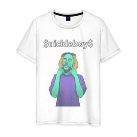Мужская футболка хлопок с принтом $uicideboy$ в Санкт-Петербурге, 100% хлопок | прямой крой, круглый вырез горловины, длина до линии бедер, слегка спущенное плечо. | uicideboy