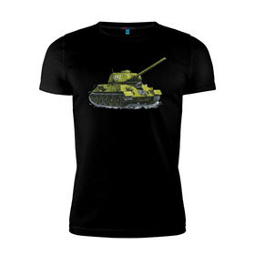 Мужская футболка премиум с принтом Зимний Танк в Санкт-Петербурге, 92% хлопок, 8% лайкра | приталенный силуэт, круглый вырез ворота, длина до линии бедра, короткий рукав | Тематика изображения на принте: war | бмп | броня | военный | война | зеленый | оборона | онлайн | оружие | снежный | танк | танки | танки онлайн | танчики