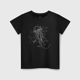 Детская футболка хлопок с принтом Белая медуза векторный рисунок в Санкт-Петербурге, 100% хлопок | круглый вырез горловины, полуприлегающий силуэт, длина до линии бедер | art | medusa | vector | абстракция | вектор | медуза | щупальца